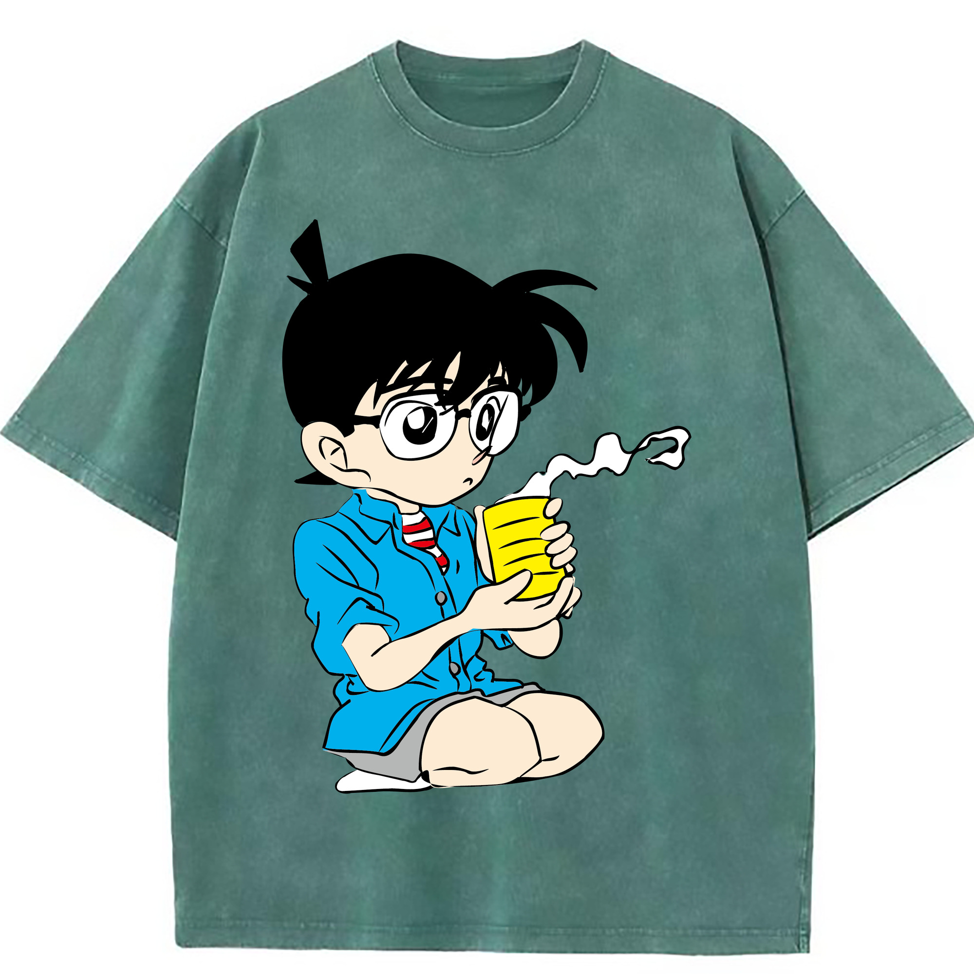 （画像用） 名探偵コナン 江戸川 コナン Detective Conan Conan Edogawa 綿100% ヴィンテージ風 半袖Tシャツ（フロントプリント）